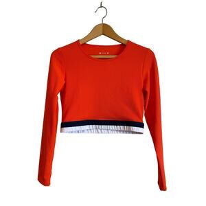 Wilo The Label Austrailia orange cropped top long sleeve stretchy. Size Large
